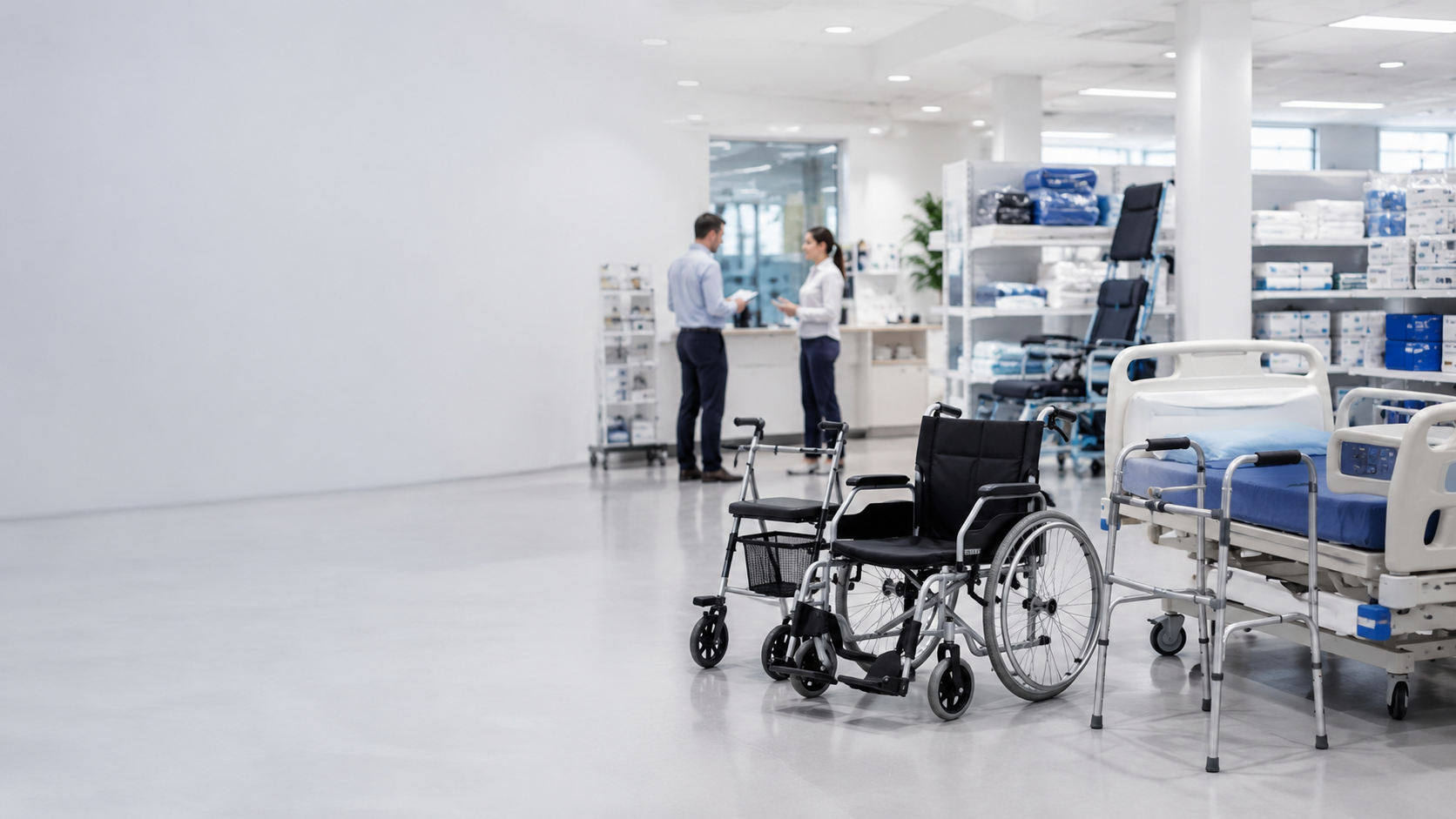 Showroom de matériel médical avec aides à la mobilité, équipements et professionnels PSDM